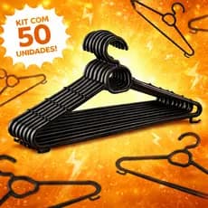 Kit Cabides Para Roupas Adulto Preto De Plástico