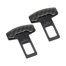 Par Fivela de cinto de seguranca lingueta anti alarme universal preto com emblema resinado