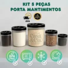 Kit Mantimento Conjunto 5 Potes Com Tampa De Rosca BPA FREE Organizador De Alimentos Pote Hermético