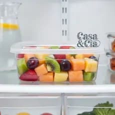 Kit Potes Vasilhas Marmitas Fitness 1L 1000ML Transparente Reutilizável BPA FREE Microondas