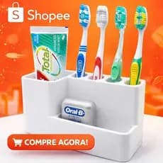 Porta Escovas De Dente | Organizador De Banheiro Moderno Premium 4 Escovas– Branco Ou Preto