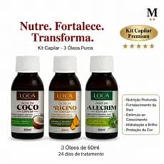 Óleo Capilar Loca Cosmetics 60ml – Coco Rícino Alecrim Tratamento e Crescimento - Misturinha