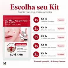 Adesivo para espinhas Hidrocoloide Forte  - Love Rain | 24 unidades (3 tamanhos)