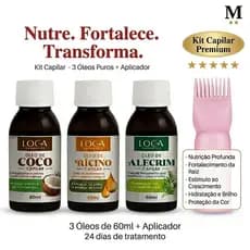 Kit Terapia Capilar Misturinha Loca Cosmetics Óleo de Coco+Rícino+Alecrim 60ml+Aplicador (aleatório)