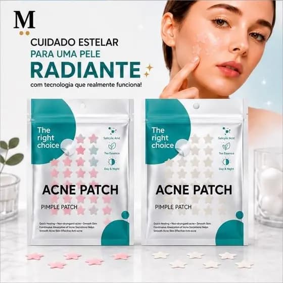 ⭐ Acne Patch Hidrocoloide – Adesivo Anti Cravo e Espinha com Ácido Salicílico e Extrato de Chá Verde