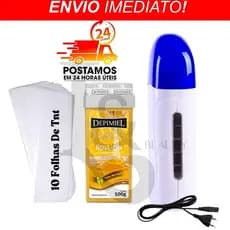 Kit Aquecedor Cera Roll On + Cera Depilatória + Papel Removedor N 5