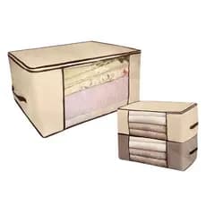 Kit 02 Caixas Organizadoras com visor para armários - Cor Bege 45x45x20