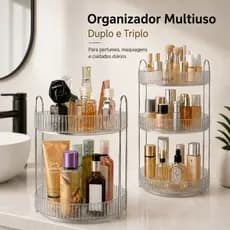 Organizador Giratório 360° Duplo OU Triplo para Maquiagem Cosméticos Perfumes Banheiro Penteadeira