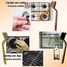 Kit escovas para limpeza Multiuso em Aço Latão Nylon para fogão, grelha, forno e torneiras