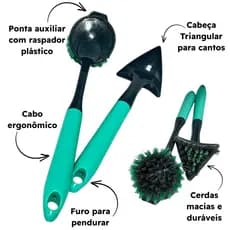 Kit 2 escovas de limpeza geral Verde e Cinza