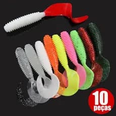 10 Peças/Lote Isca Artificial De Pesca Macio 70mm Verme Jigging Acessório Para Baixo