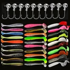 Kit De Iscas De Pesca Macias Isca De Silicone Conjunto Artificial Verme Com Manivela Gancho Cabeça De Jig