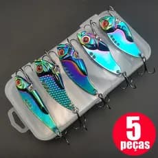 5 Peças kit De Isca De Pesca De metal Colher VIB Dura Artificial Anzóis Do Robalo
