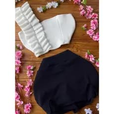 Conjunto feminino, Look Completo Conjunto Short Saia e Cropped Babado Lindo - Tendência Blogueira Verão Crepe, Promoção,