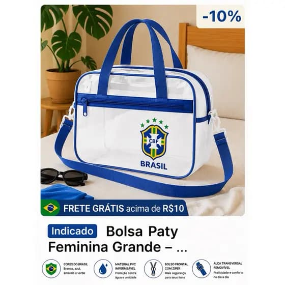 Bolsa Brasil - Impermeável, Espaço Amplo, Alças Reforçadas