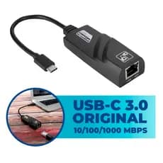 Adaptador Ethernet USB  3.0 Tipo C Rede  Para PC Computador Notebook e Celular Lan USB 3.0