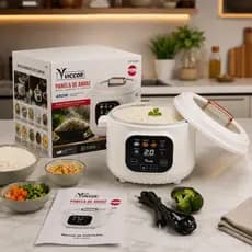 Panela Arroz Elétrica Multifuncional 1,5L Tampa Visor 110V