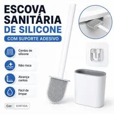 Escova de Silicone Limpeza Banheiro vaso com Suporte adesivo
