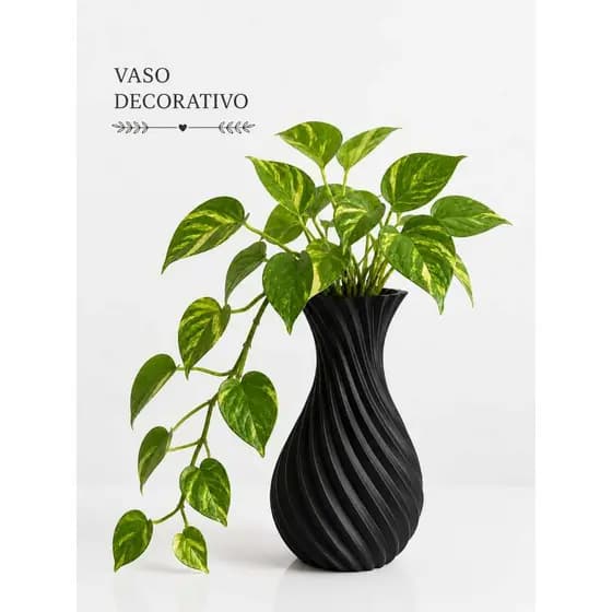 VASO DECORATIVO ESPIRAL LUXO MODERNO PRETO/BRANCO