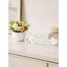 PALAVRA FAMÍLIA + VASO GEOMÉTRICO DECORATIVO