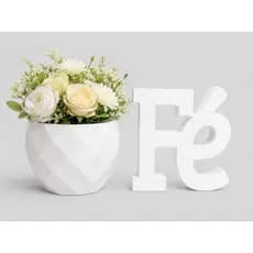 PALAVRA FÉ DECORATIVA + VASO GEOMÉTRICO MODERNO