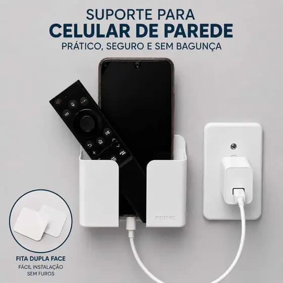 SUPORTE PARA CELULAR DE PAREDE MULTIFUNCIONAL CONTROLE REMOTO PORTA CELULAR E CONTROLE REMOTO