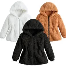 Casaco Teddy Infantil Menina Menino Capuz Touca com Ziper Ted Tedy Forrado Quente Feminino Jaqueta Infantil