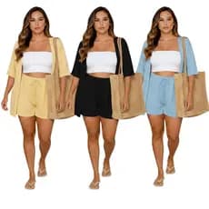 Conjunto 2 Peças Kimono + Short Duna Feminino Blogueira 2026 Moda Praia Saida de Praia Quimono 2026