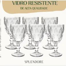 Jogo de Taças Vidro Diamante 330ml com Design Sofisticado em Vidro Resistente
