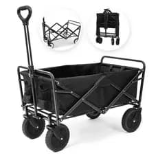 Carrinho De Carga Dobrável P/ Praia Camping Até 80kg Preto