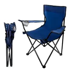Cadeira Camping Portátil Dobrável C/ Bolsa E Porta Copos Cor Azul