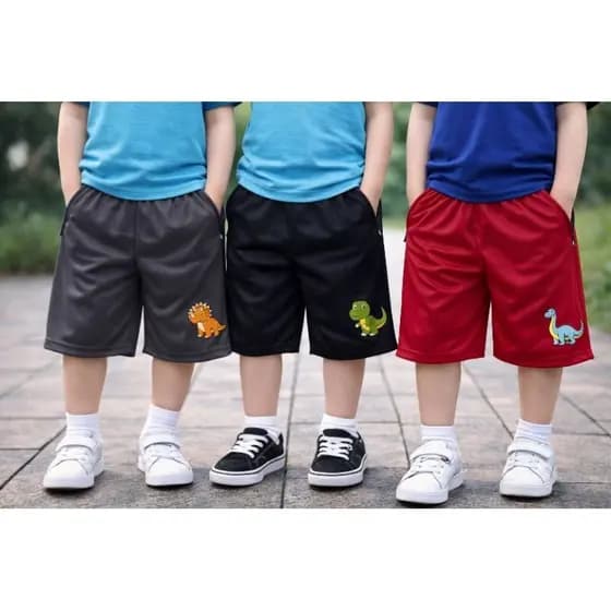 🦖🔥 KIT 2 e 3 BERMUDAS INFANTIL E JUVENIL DINOSSAURO