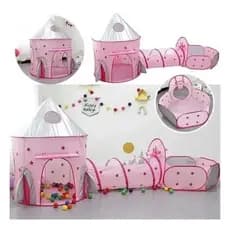Barraca Rosa Túnel Infantil 3 Em 1