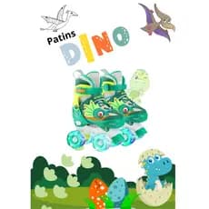 PATINS INFANTIL 4 RODAS +LED QUADRADO TAMANHO AJUSTÁVEL - Lançamento DINO