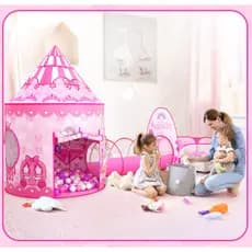 Barraca Rosa Infantil 3 em 1 c/ túnel Unicórnio castelo da princesa