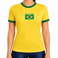 Camiseta Blusa Brasil Baby Look Feminina Amarela