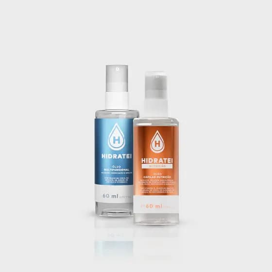 Kit Pontas Blindadas Hidratei: Óleo Capilar Multifuncional 60ml + Óleo Capilar Nutrição 60ml