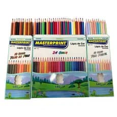 Kit 44 Lápis de Cor 24 CORES  10 Cores Tom Pastel 10 Cores Tons de Pele Escolar Sextavado
