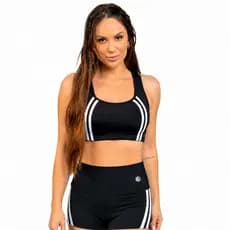 Top Feminino Manalinda Sobreposto com Bojo Academia Treino Alta Sustentação Zero Transparência Moda