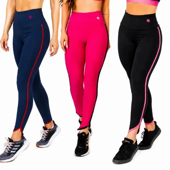 Calça Legging Feminina Manalinda Fitness Roupa de Academia Treino Viés Zero Transparência Cós Alto