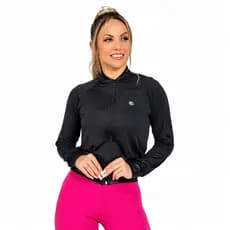 Jaqueta Feminina Manalinda Fitness Cirrê com Proteção UV 50+ Treino Esportiva Frio Inverno Conforto
