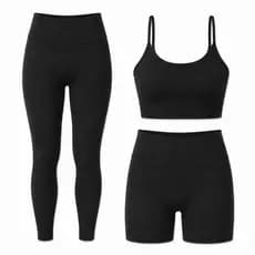 Kit Conjunto Fitness Legging + Short + Top Alça Zero Transparência Manalinda