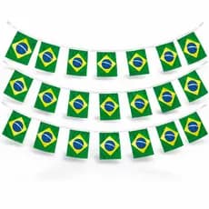 Kit Bandeirinhas do Brasil Copa do Mundo 2026 Varal de Bandeiras - 20 Bandeirinhas - 10 Metros Cada Varal