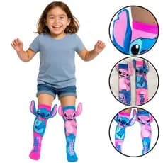 Par Meia Maluca 3D Crianças Infantil Meias Cano Alto Stitch Angel Tridimensional Personagens Presente Inverno Moda 2025