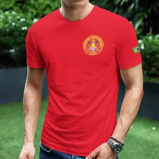 Camiseta Bombeiro Civil Masculina Estilo Militar Camisa 100% Algodão Premium