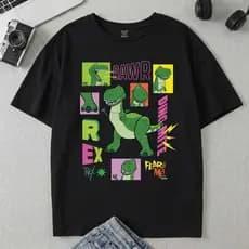 Camiseta Infantil e Adulto Unissex Rex Dinossauro Toy Story Filme Desenho Lançamento Algodão
