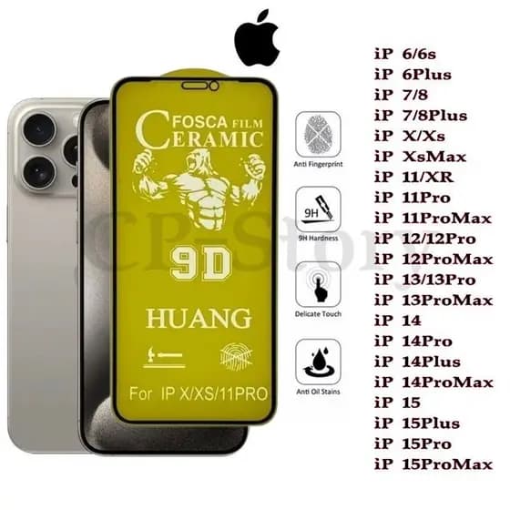 Película Fosca Cerâmica IPhone Flexível 3D 9D iPhone 6 7 8 X XR 11 12 13 14 15 PROMAX