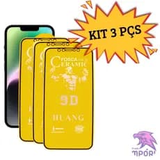 Kit 3 Películas IPhone Fosca Cerâmica Flexível 3D iPhone 7 8 XR 11 12 13 14 15 15 Pro Max