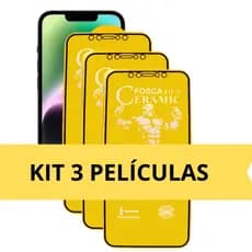 Kit 3 Película Cerâmica IPhone Fosca Flexível 3D 9D iPhone 15 Pro Max 14 Pro 13 12 11 Xs 7 plus XR