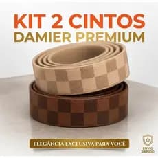 kit 2 Cintos Masculinos Premium Xadrez Ajustável Casual Social Alta Qualidade Premium